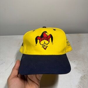 Vintage Joker Character Embroidered Yellow Navy Blue Snapback Hat One Size